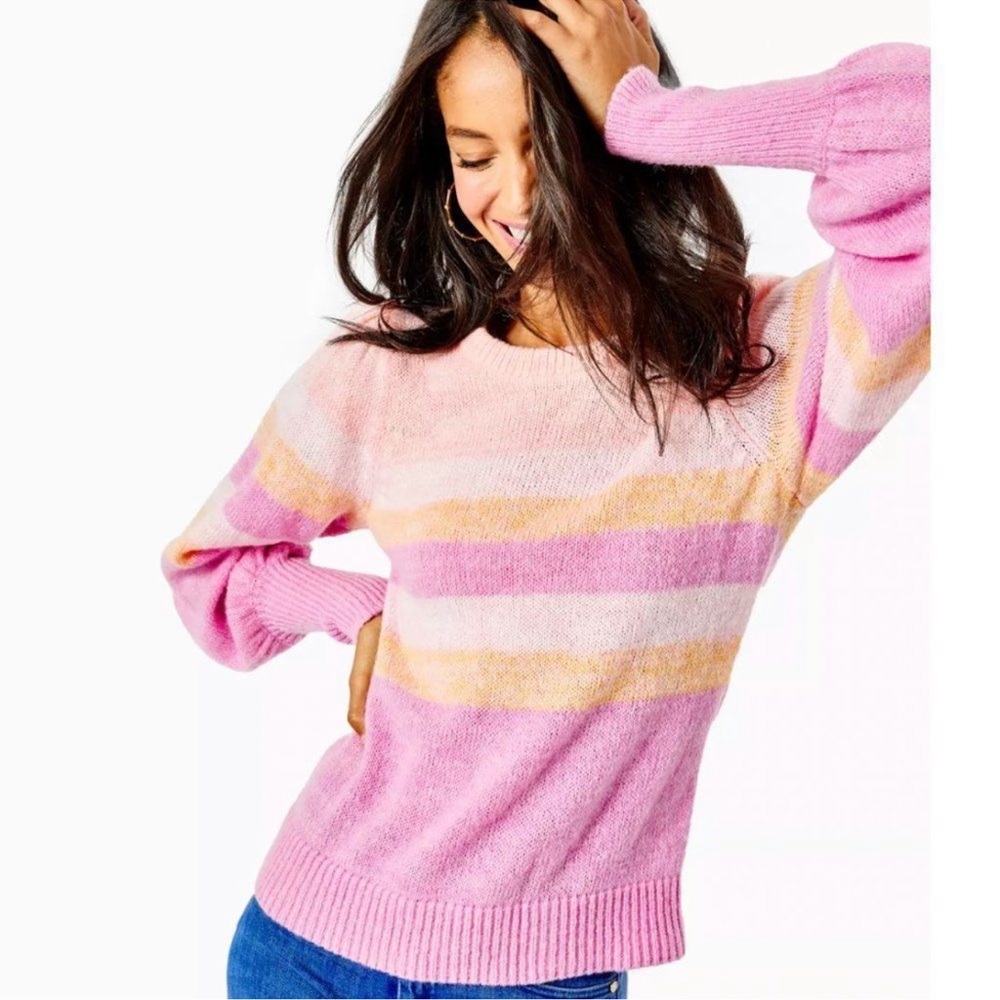 Lilly Pulitzer Ritza Marled Striped Sweater Lilac Rose